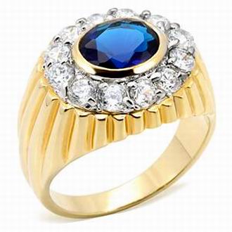 CRT BLUE SAPPHIRE CLUSTER MENS RING-size9